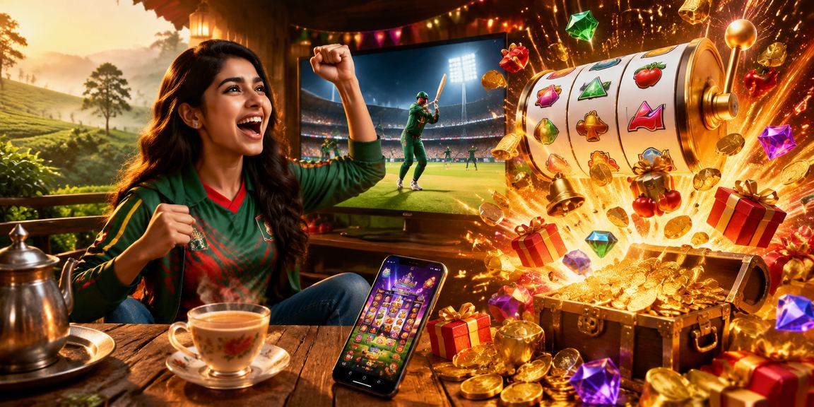 সিলহেটে ক্রিকেট বেটিং এবং চায়ের বাগানের একটি দৃশ্য